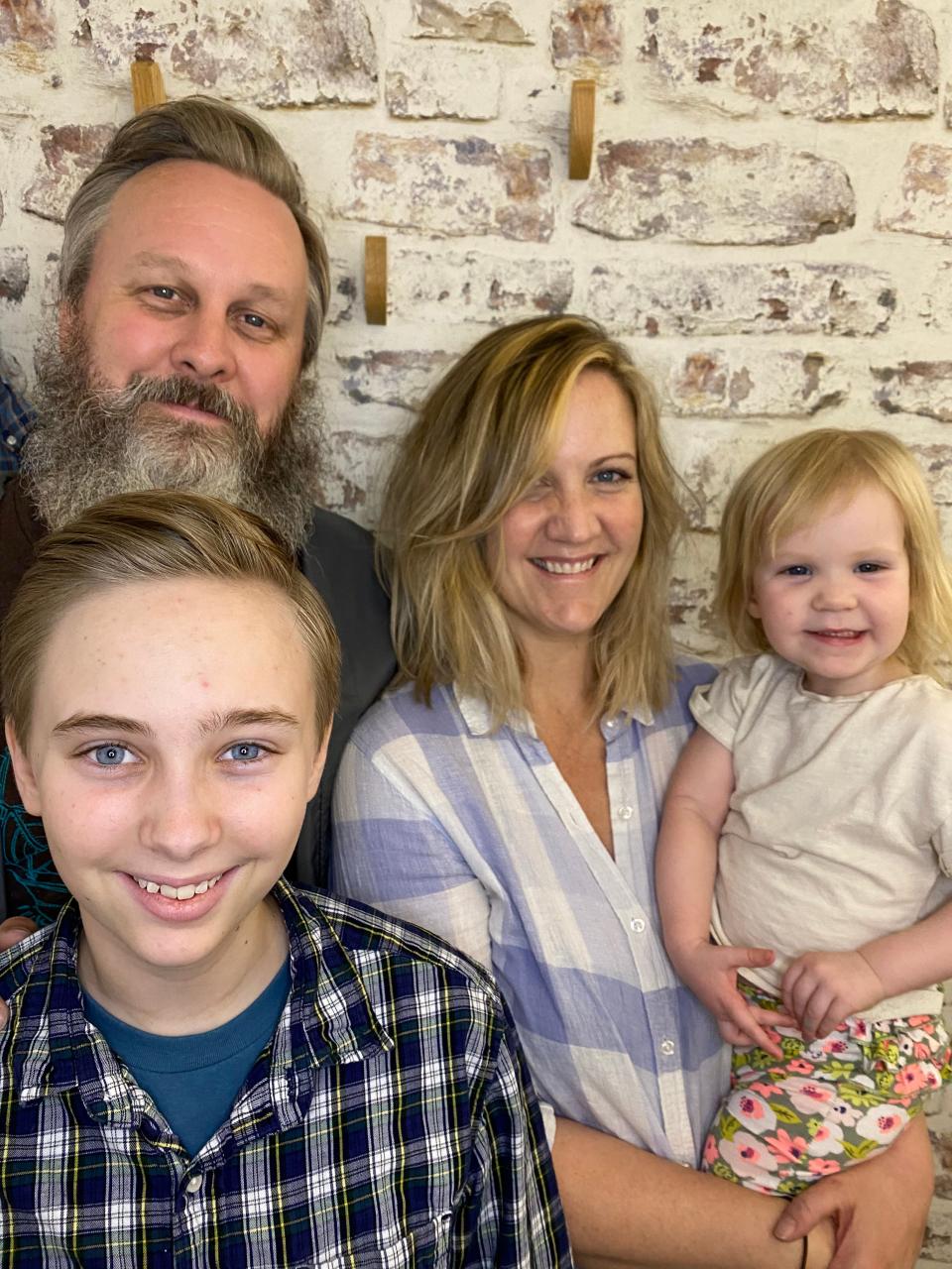 Clockwise from left: Matt Logelin with wife Lizzie Molyneux-Logelin and their daughter Bertie, and Maddy.