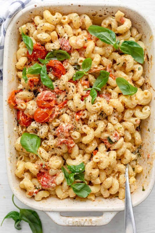 <p>Feel Good Foodie</p><p>This cheesy pasta with tomatoes originated in Finland and has become uber popular here too.</p><p><strong>Get the recipe: <a href="https://parade.com/1158998/aliceknisleymatthias-2/tiktok-baked-feta-pasta/" rel="nofollow noopener" target="_blank" data-ylk="slk:Baked Feta Pasta;elm:context_link;itc:0;sec:content-canvas" class="link rapid-noclick-resp">Baked Feta Pasta</a></strong></p><p><strong>Related: <a href="https://parade.com/1157310/kristamarshall/easy-pasta-bakes/" rel="nofollow noopener" target="_blank" data-ylk="slk:60 Easy Pasta Bake Recipes;elm:context_link;itc:0;sec:content-canvas" class="link rapid-noclick-resp">60 Easy Pasta Bake Recipes</a></strong></p>