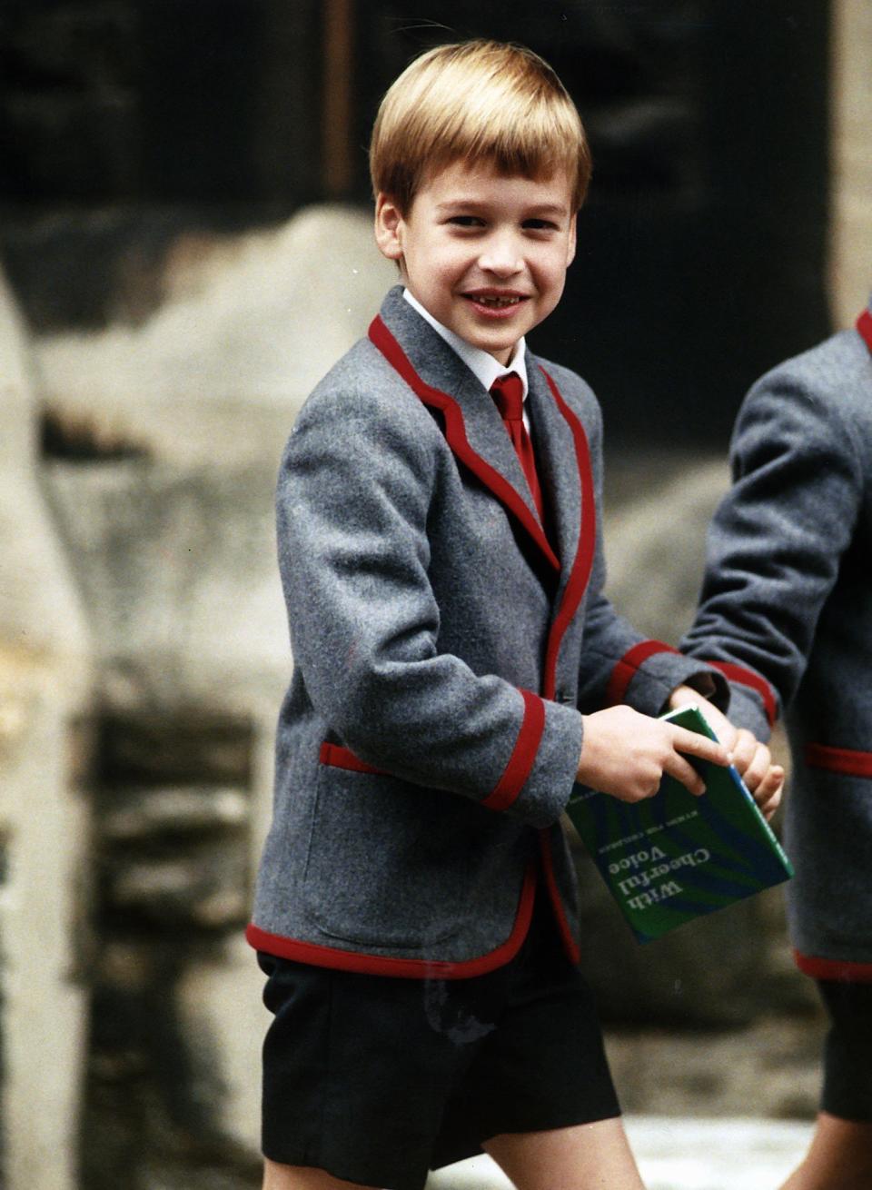 Prince William leaving Thanksgiving Service at school in 1989