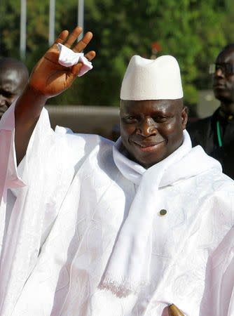 FILE PHOTO Gambia's President Yahya Jammeh arrives for the 23rd French-African summit in Bamako December 3, 2005. REUTERS/Jacky Naegelen/File Photo