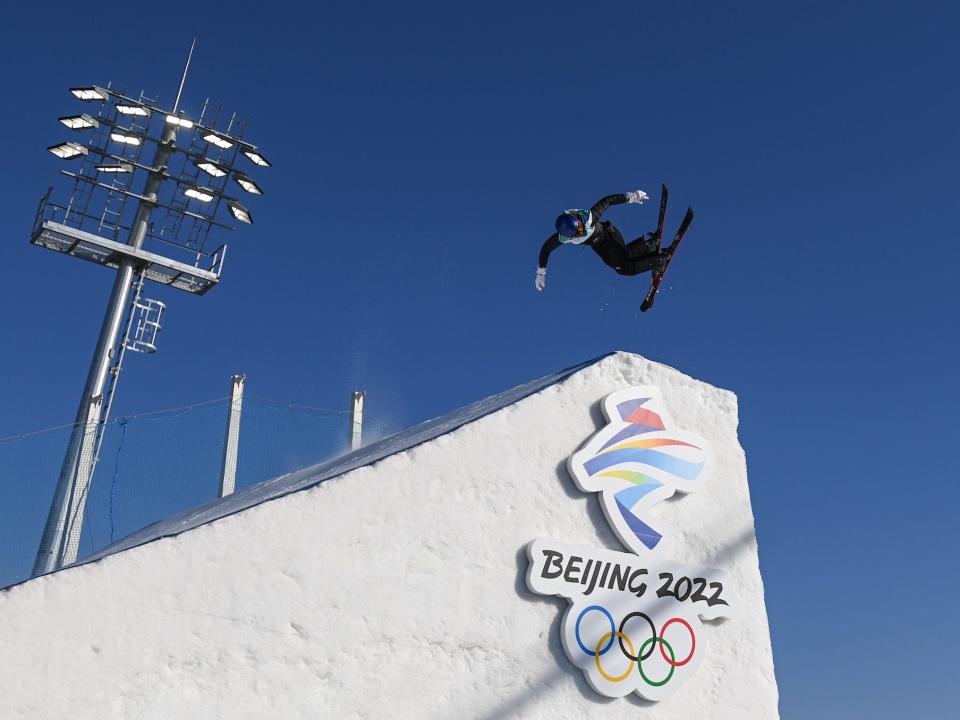 Gu Ailing of China competes during women's freeski big air final at Big Air Shougang in Beijing