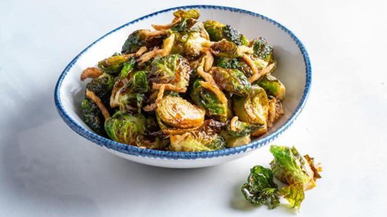 bowl of crispy Brussels sprouts