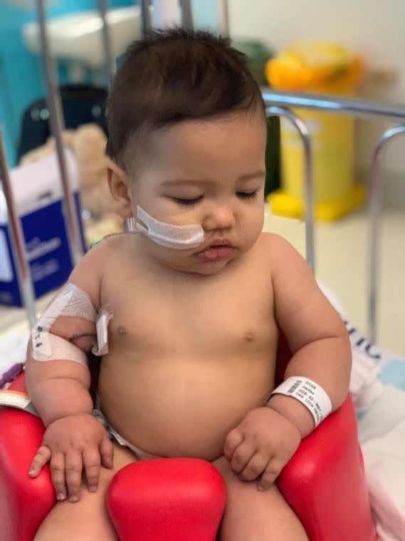 Jayden had developed not only pneumonia and influenza, but meningitis that was causing his brain to swell. Photo: EverydayHero.