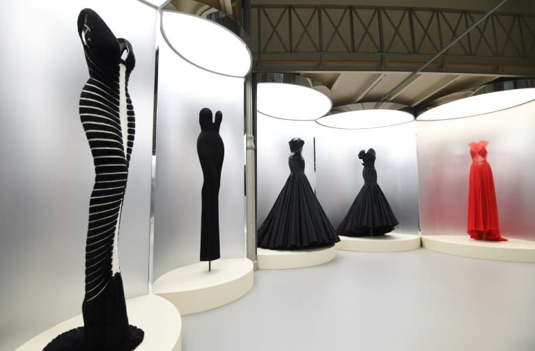 Some of the creations of legendary French-Tunisian fashion designer Azzedine Alaia on display in Paris