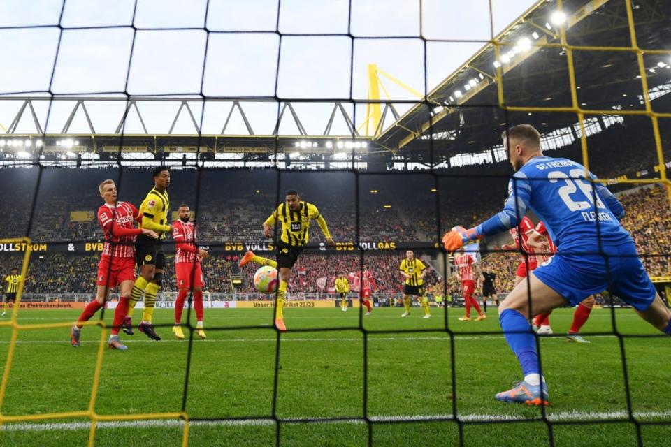 Haller heads in his first Dortmund goal after beating cancer (Getty Images)