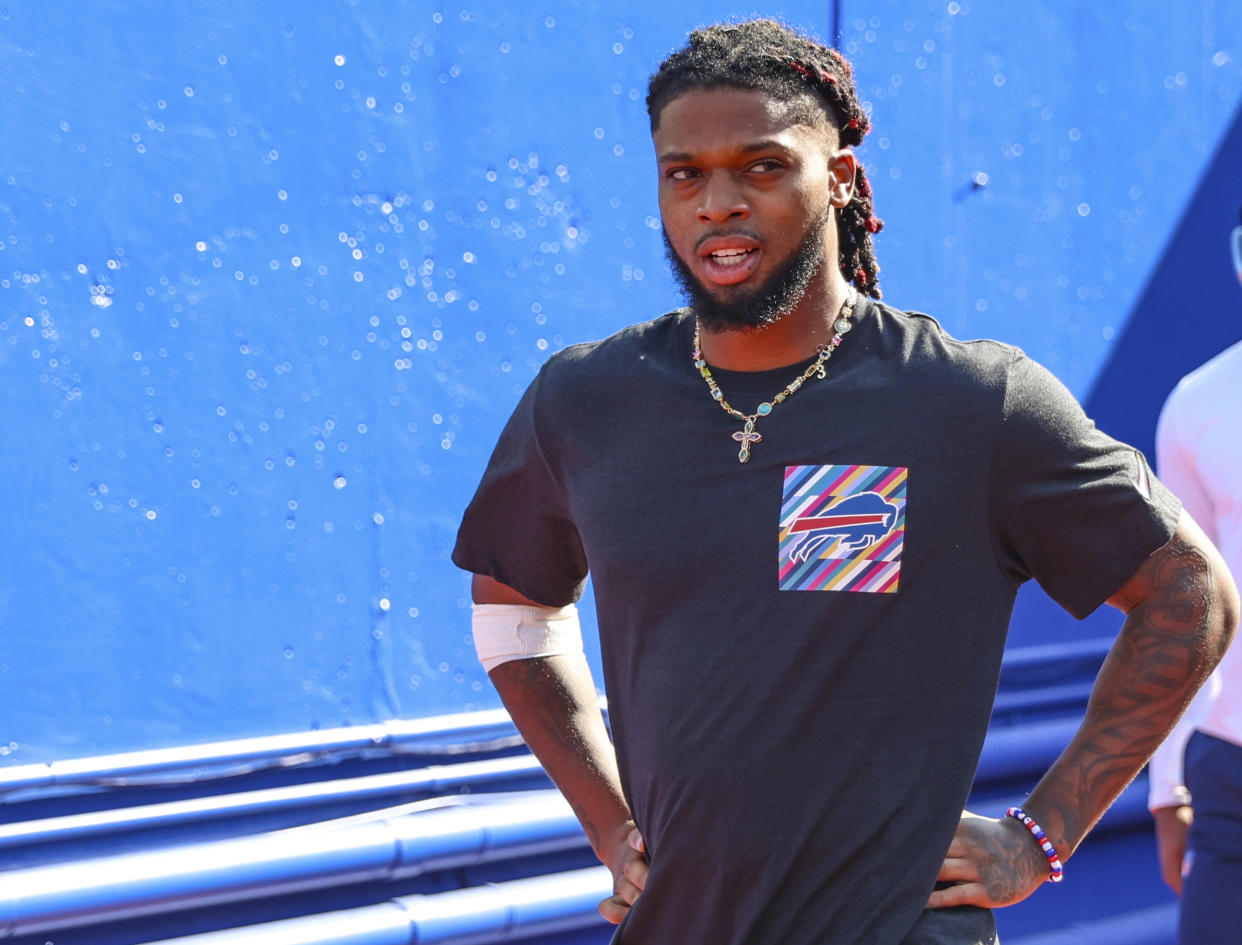 As Damar Hamlin and the Bills prepare to return to Cincinnati, where cardiac arrest nearly ended his life 10 months ago, has the NFL writ large actually changed that much? (AP Photo/Gary McCullough, File)