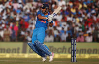 Cricket - India v England - Second One Day International - Barabati Stadium, Cuttack, India - 19/01/17. India's Mahendra Singh Dhoni plays a shot. REUTERS/Adnan Abidi