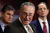 Senate Minority Leader Chuck Schumer (D-NY) pauses during a news conference on Capitol Hill in Washington, U.S., January 15, 2019. REUTERS/Yuri Gripas