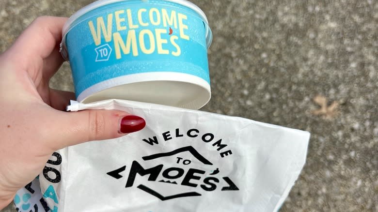 Moe's queso tub and bag