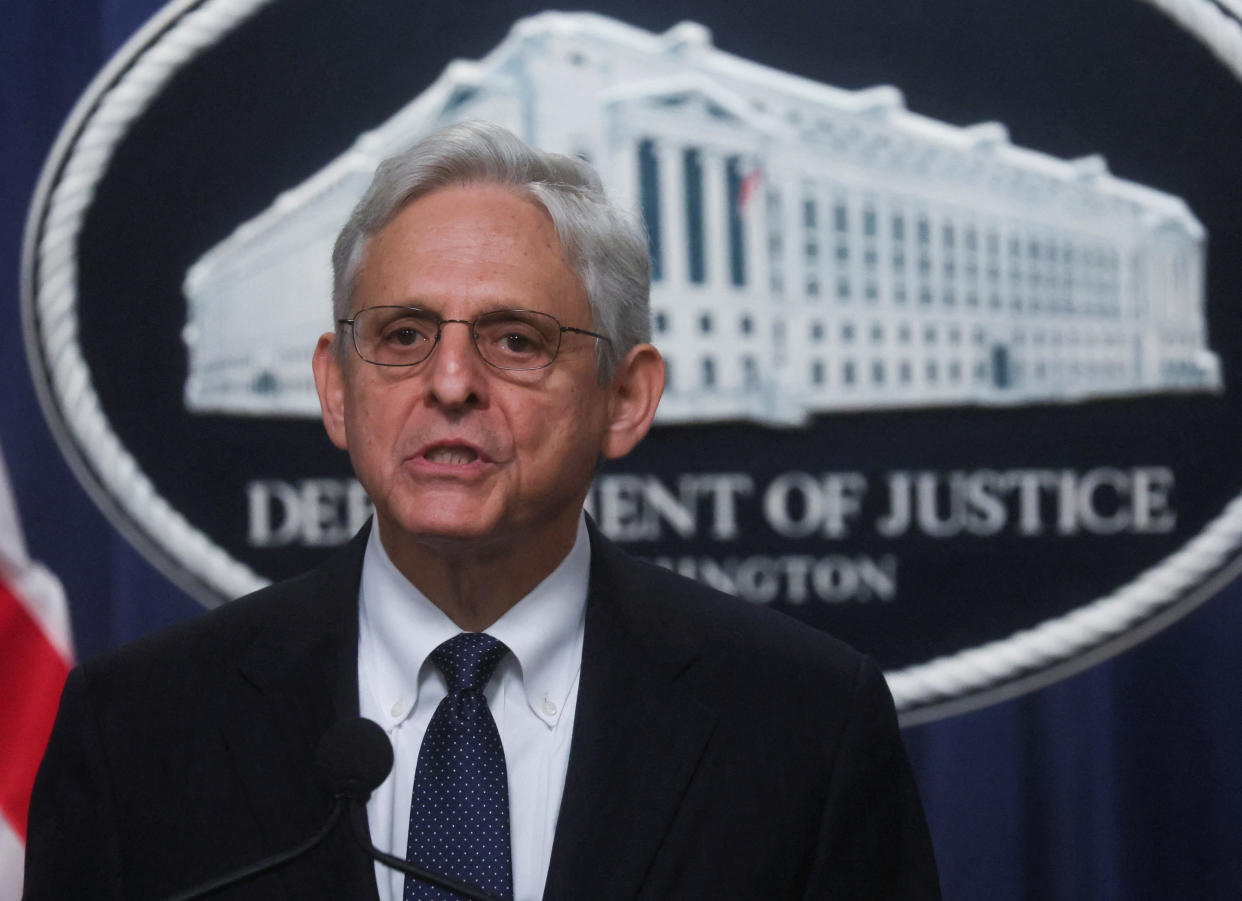 U.S. Attorney General Merrick Garland speaks about the FBI's search warrant served at former President Donald Trump's Mar-a-Lago estate during a statement at the U.S. Justice Department in Washington on August 11, 2022. (Leah Millis/Reuters)