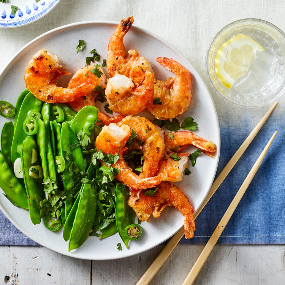 Salt & Pepper Shrimp with Snow Peas