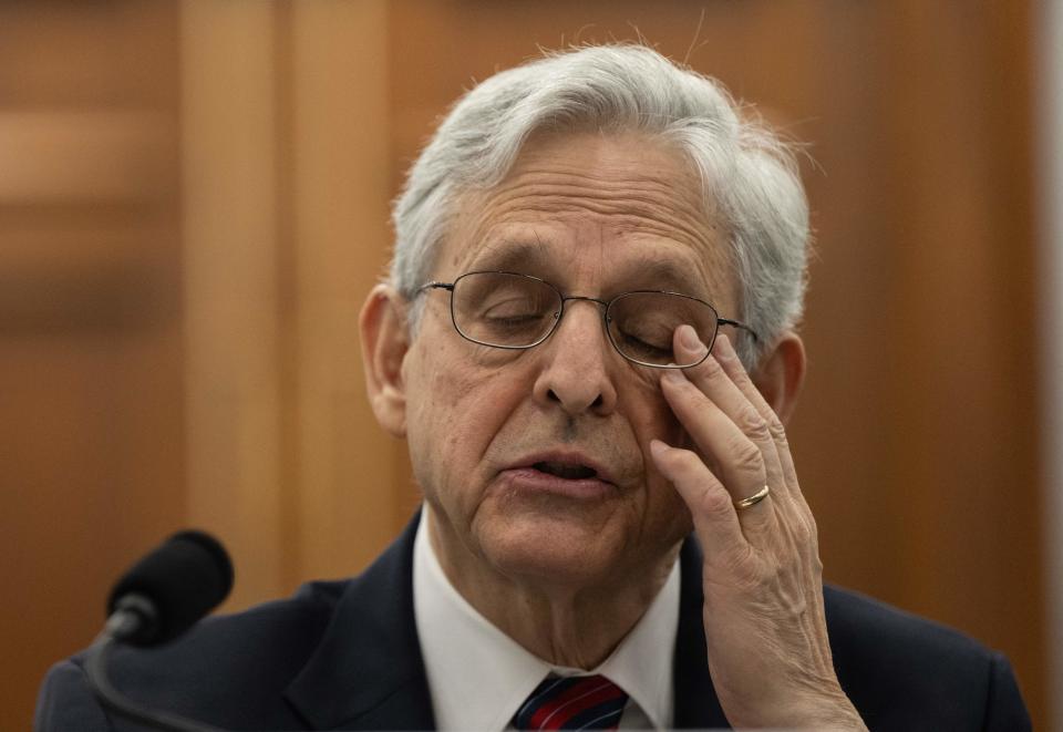 Attorney General Merrick Garland testifies at a House Appropriations Committee hearing.