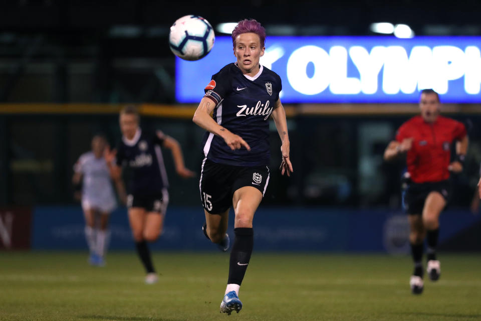 Reign FC, which features USWNT star Megan Rapinoe, could soon be under the same ownership as European powerhouse Lyon. (Abbie Parr/Getty Images)