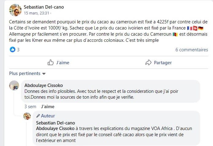 <span>Capture d'écran d'une publication sur Facebook prise en avril 2024 </span>