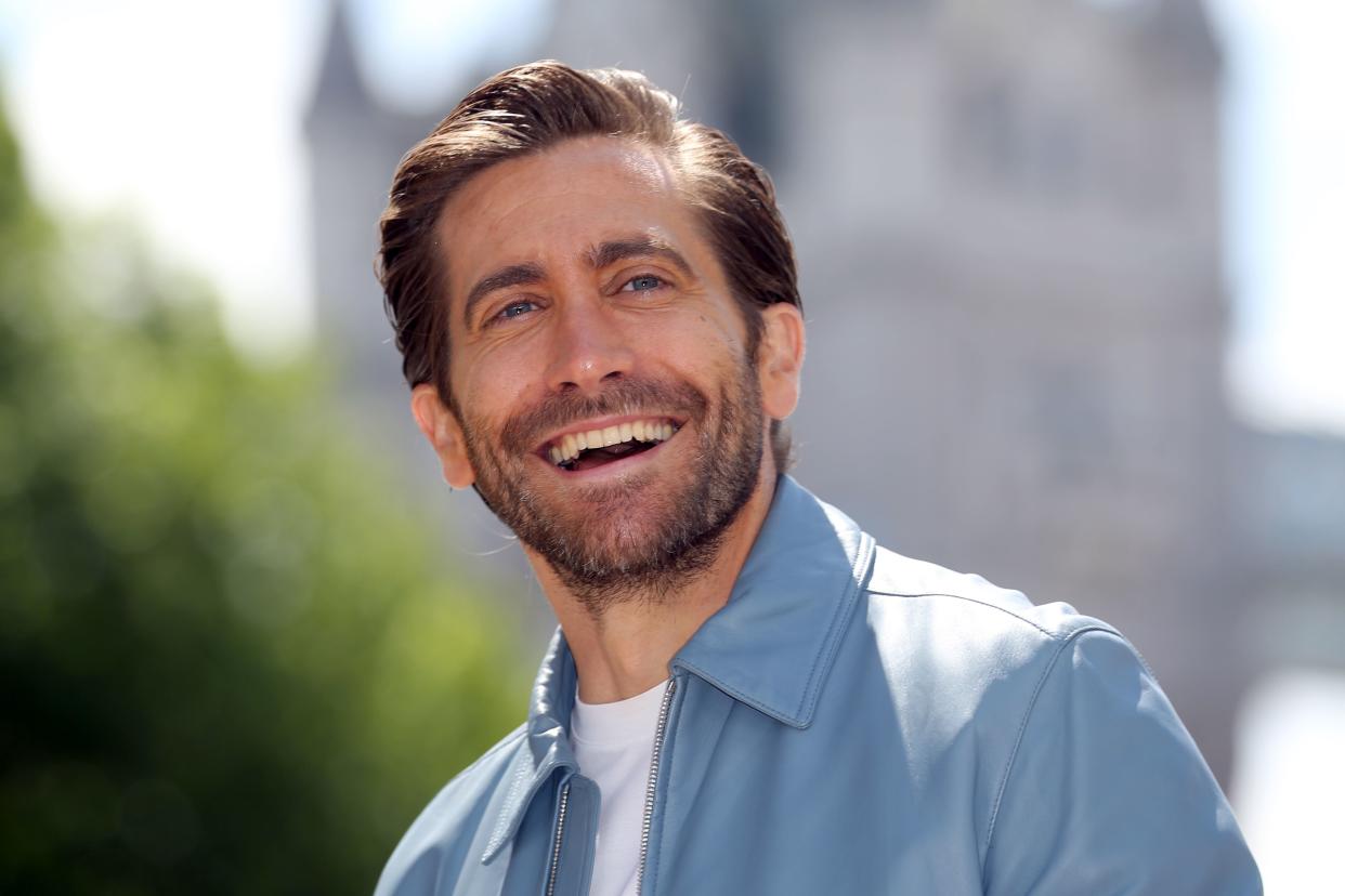 Actor Jake Gyllenhaal pose during a photocall for their latest film 'Spider-Man: Far From Home' at the Tower of London, backdropped by London's Tower Bridge, in London on June 17, 2019. (Photo by ISABEL INFANTES / AFP)        (Photo credit should read ISABEL INFANTES/AFP/Getty Images)