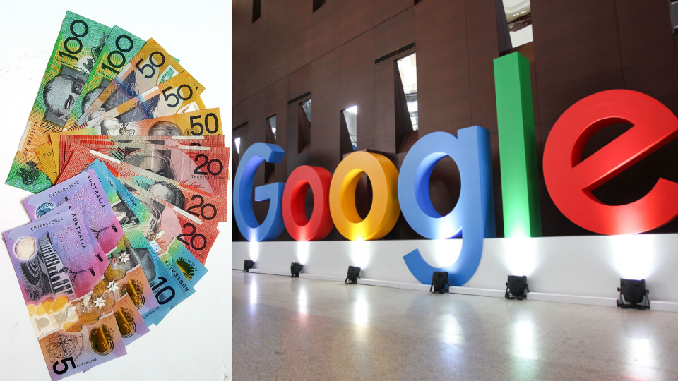 Pictured: Australian cash, Google logo in China. Images: Getty