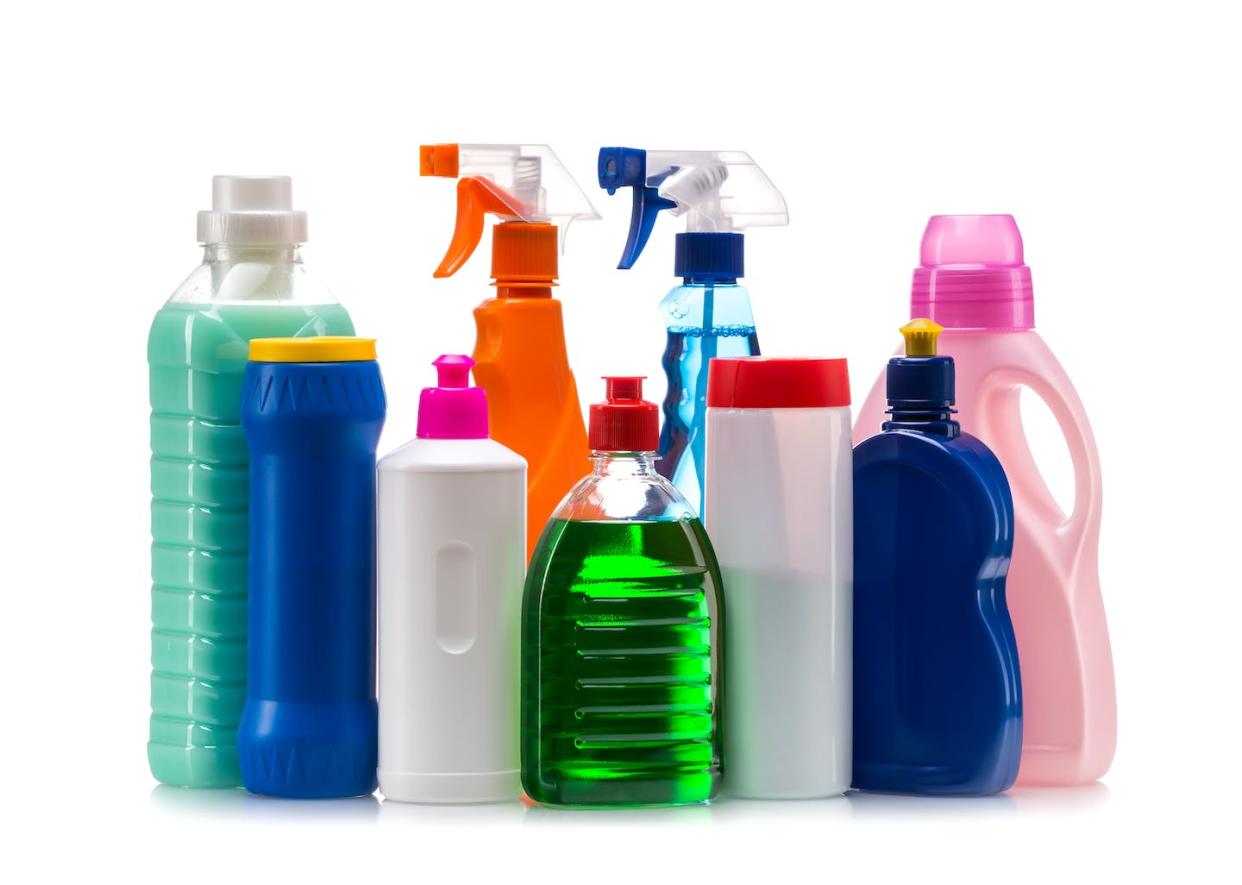 Common household products such as cleaning agents can contain a wide range of harmful chemicals. <a href="https://www.gettyimages.com/detail/photo/cleaning-product-plastic-container-for-house-clean-royalty-free-image/478482323" rel="nofollow noopener" target="_blank" data-ylk="slk:gawriloff/istock via Getty Images;elm:context_link;itc:0;sec:content-canvas" class="link ">gawriloff/istock via Getty Images</a>