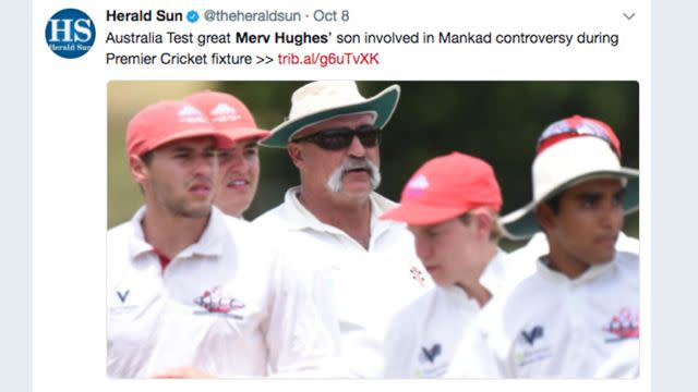 Tim Hughes (second from left) next to Merv. Image: News Corp/Twitter