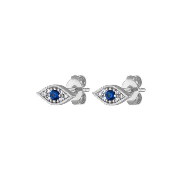 11) Evil Eye Studs in Sterling Silver