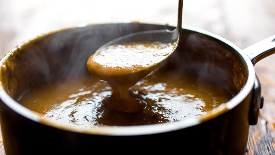 Vegan Mushroom Make-Ahead Gravy. / Credit: Andrew Scrivani for The New York Times