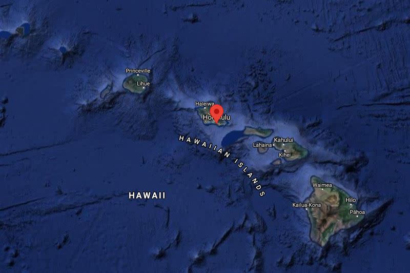 波音737貨機迫降在夏威夷海面。（圖／翻攝自Google Maps）