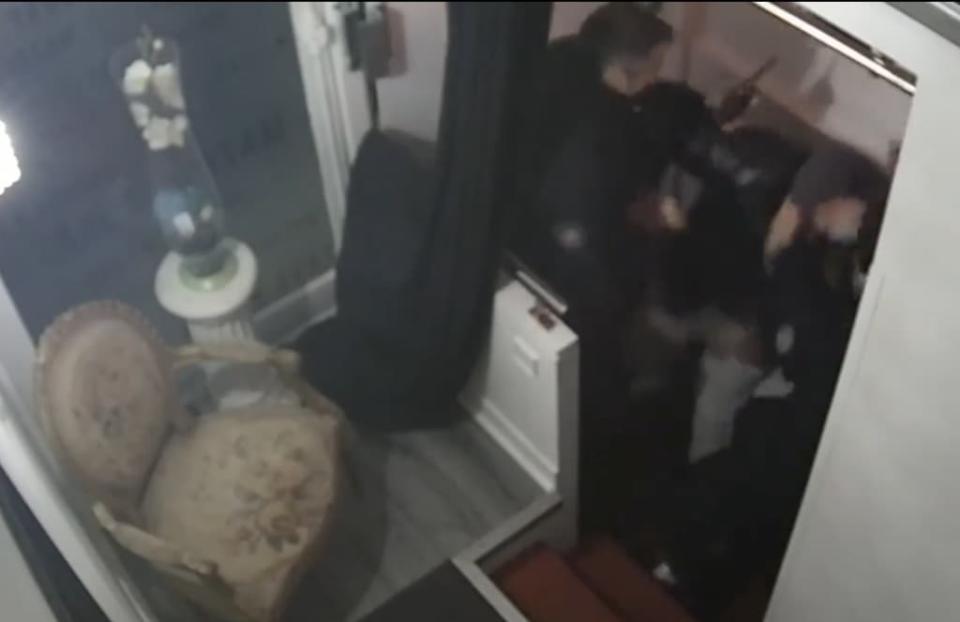 In a screenshot of surveillance video posted online by Loopsider, French police officers were spotted beating Michel Zecler, a Black music producer.