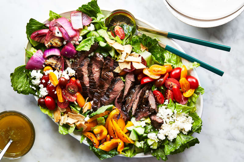 Chopped Greek Salad with Grilled Steak 