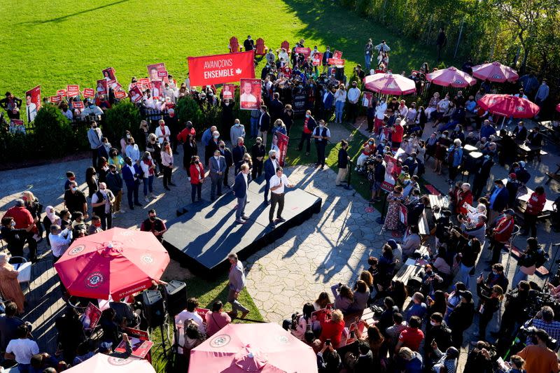 Canada's Prime Minister Justin Trudeau campaigns in Montreal, Quebec