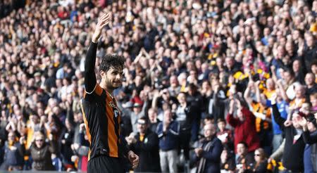 Britain Soccer Football - Hull City v West Ham United - Premier League - The Kingston Communications Stadium - 1/4/17 Hull City's Andrea Ranocchia celebrates scoring their second goal Action Images via Reuters / Ed Sykes Livepic