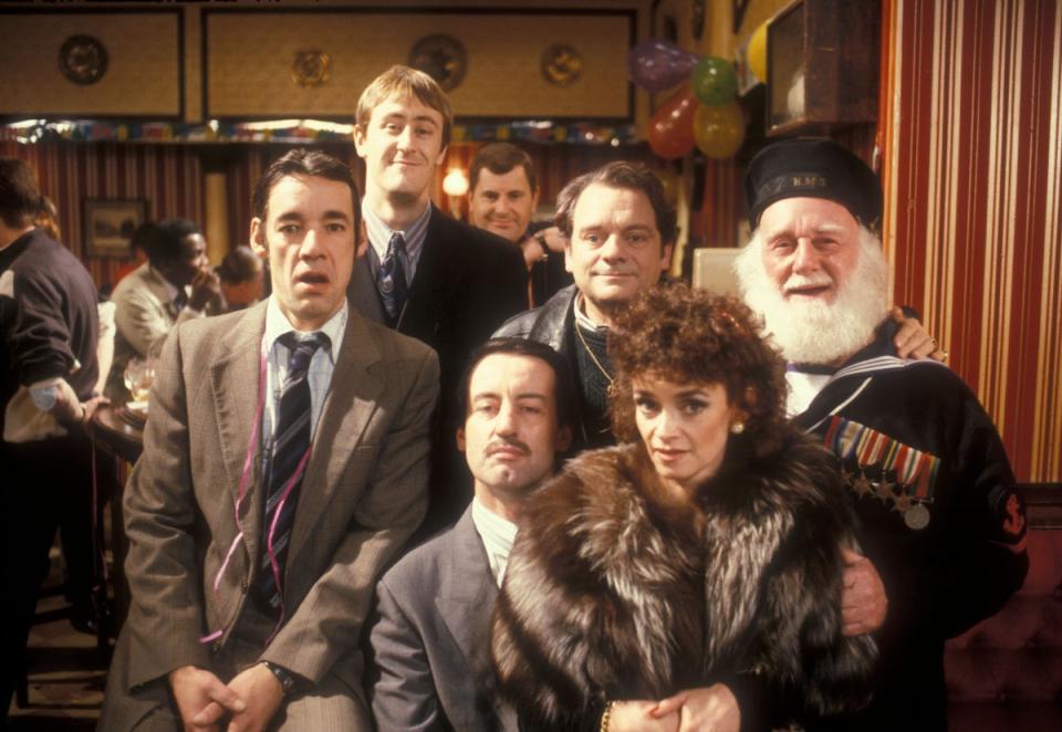 The Only Fools And Horses cast in the show’s heyday, including Sir David and Holderness (fourth and fifth from left) (PA Media)