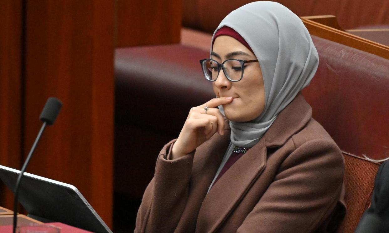 <span>Fatima Payman says she has been ‘exiled’ by the Labor party after she was indefinitely suspended from the caucus.</span><span>Photograph: Mick Tsikas/AAP</span>