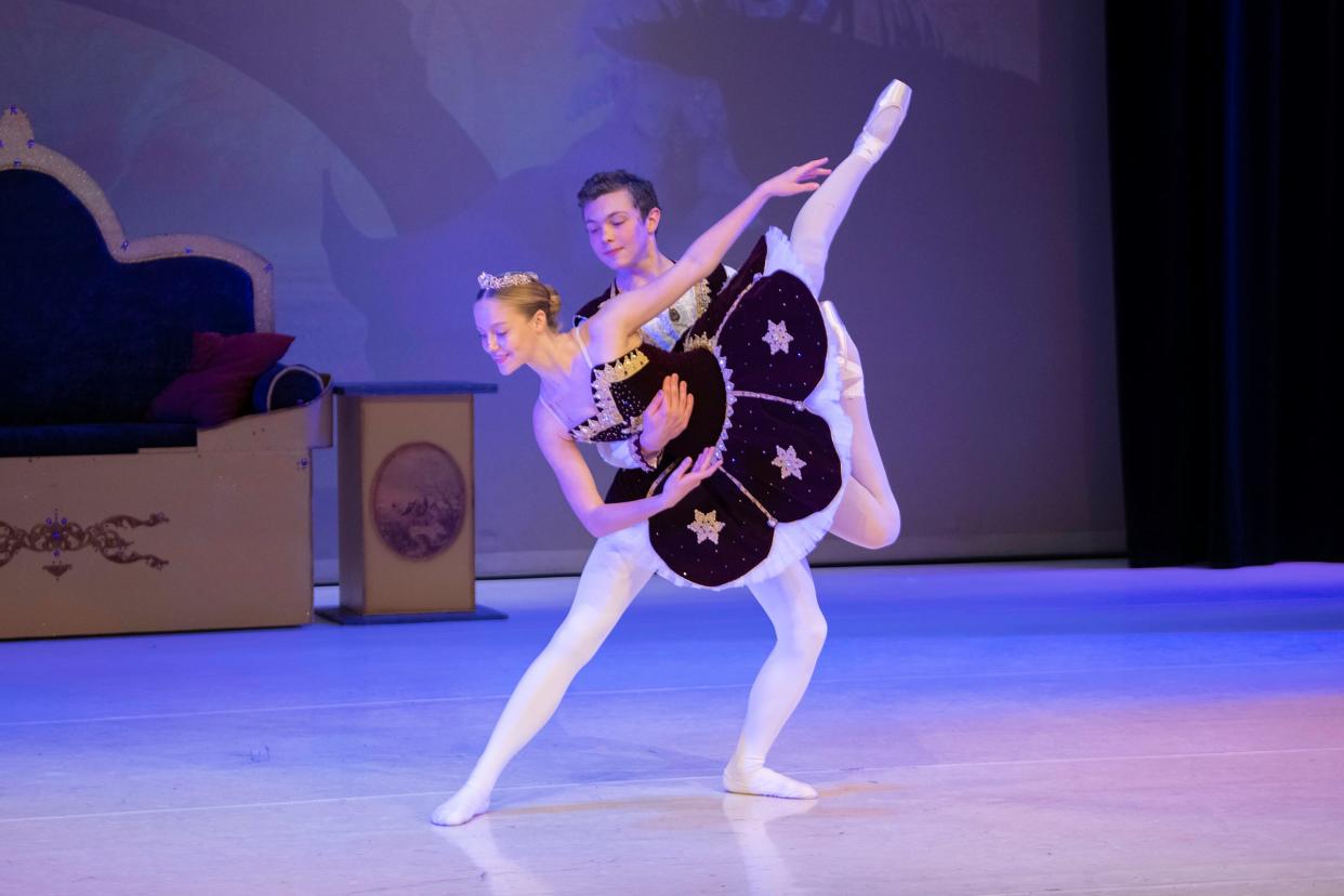 Logan Stanipher and Moriah Barton rehearse for the upcoming production of "Nutcracker the Ballet" at the Sangre de Cristo Arts Center on Friday.