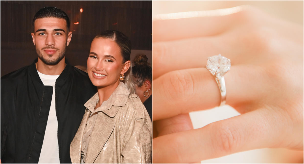 Tommy Fury proposed to Molly Mae Hague with a large oval engagement ring (not pictured). (Getty Images)