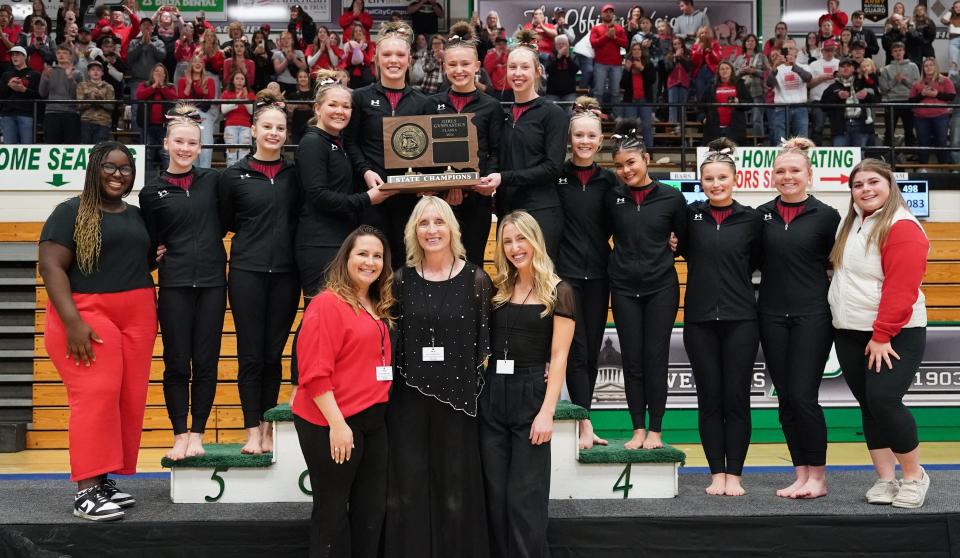 Estelline-Hendricks repeated as the Class A team champion on Friday, Feb. 9, 2024 during the South Dakota State Gymnastics Championships at Pierre High School.