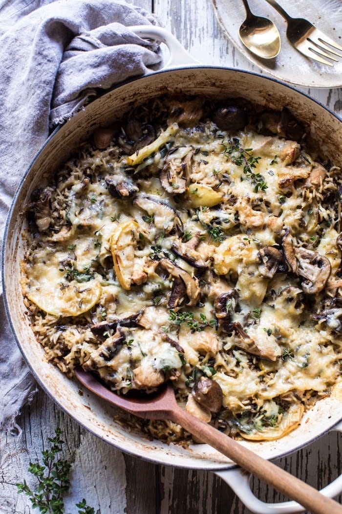 <strong>Get the <a href="https://www.halfbakedharvest.com/one-pan-autumn-chicken-and-wild-rice-casserole/" target="_blank">One Pan Autumn Chicken and Wild Rice Casserole</a>&nbsp;recipe from Half Baked Harvest</strong>