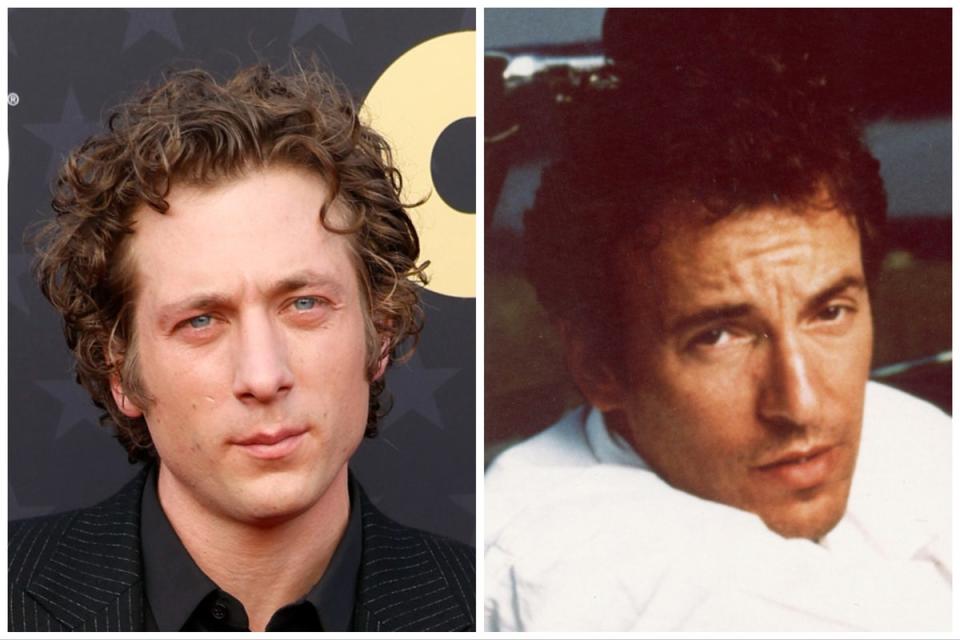 Jeremy Allen White (left) and Bruce Springsteen (right) in 1987 (Getty)