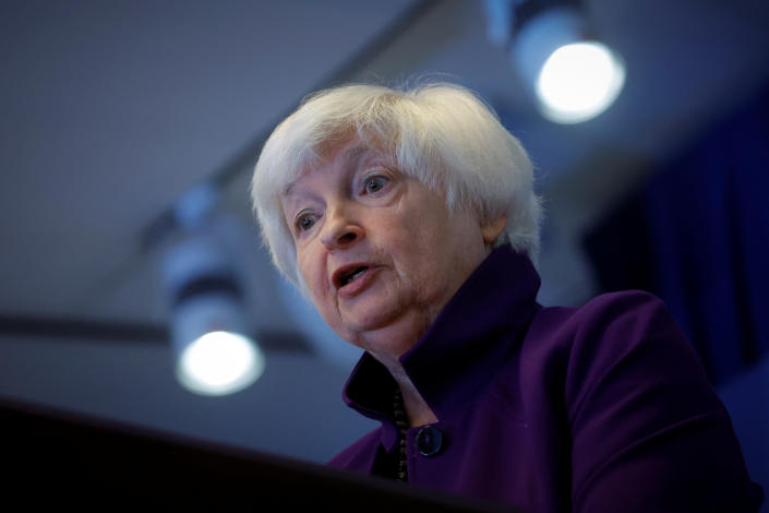 Treasury Secretary Janet Yellen at a press conference.