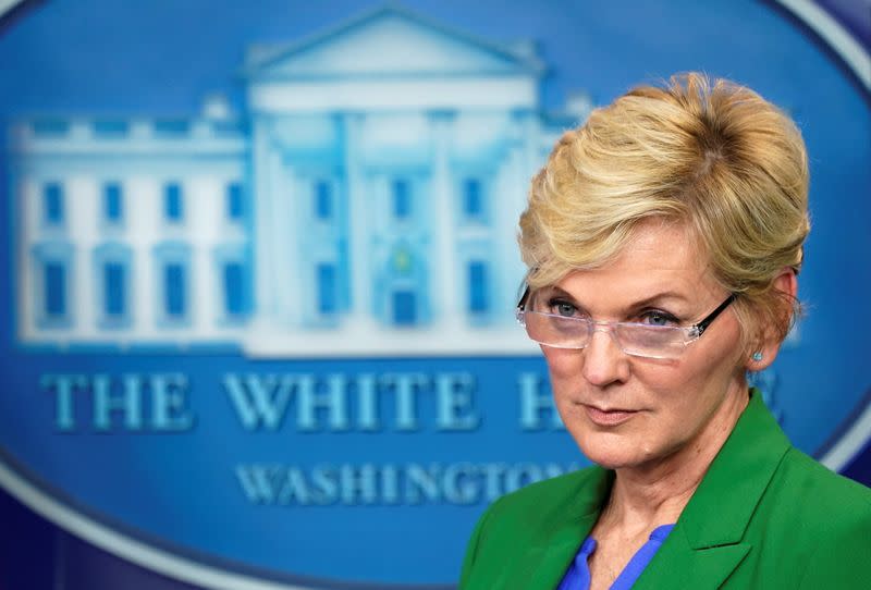 Energy Secretary Granholm holds a press briefing at the White House in Washington