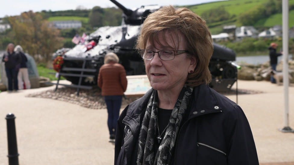 Laurie Bolton at the Torcross Tank memorial