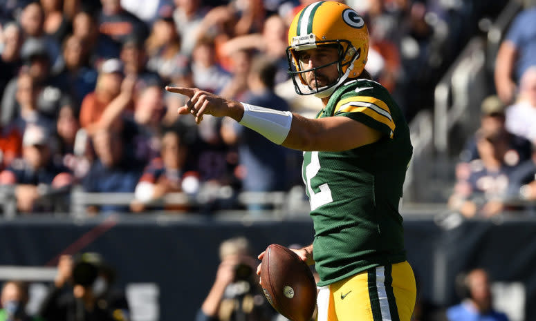 Green Bay Packers starting quarterback Aaron Rodgers on Sunday.