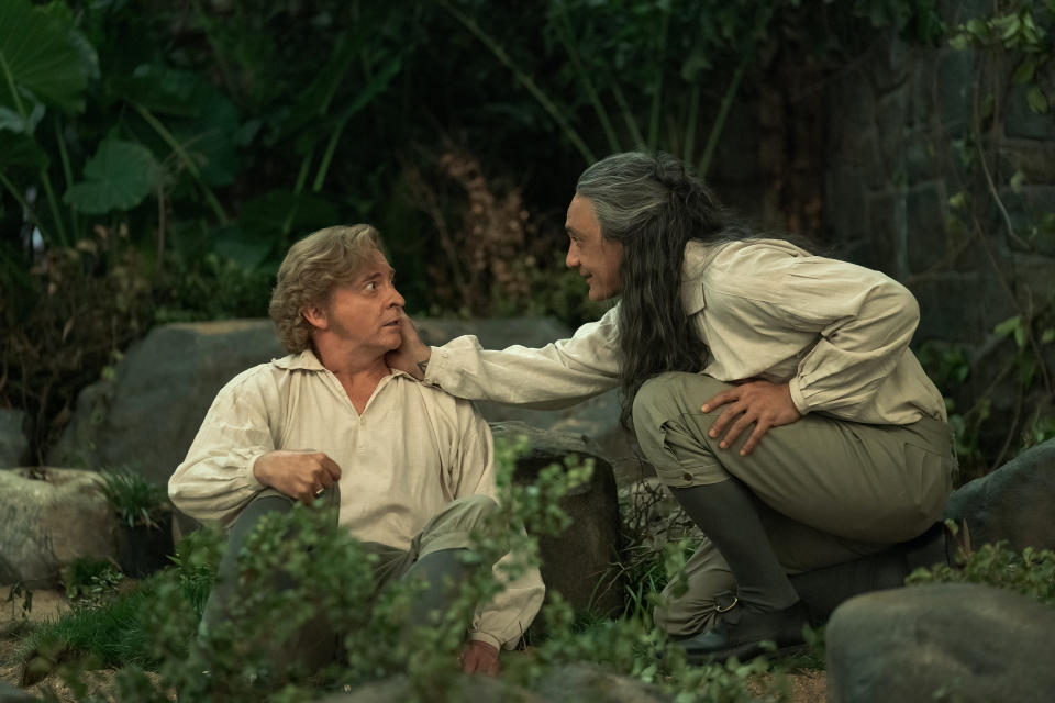 Rhys Darby and Taika Waititi are red hot pirate lovers in Our Flag Means Death. (Courtesy of Aaron Epstein/Max)                             