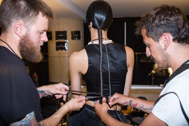 Alexander Wang Collection 1 2020 backstage. Photo: Steven Ferdman/WireImage