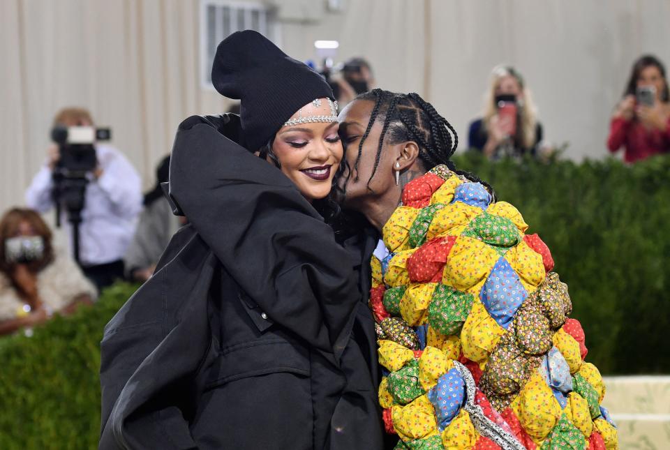 Rihanna and boyfriend rapper A$AP Rocky at the Met Gala. (Getty Images)