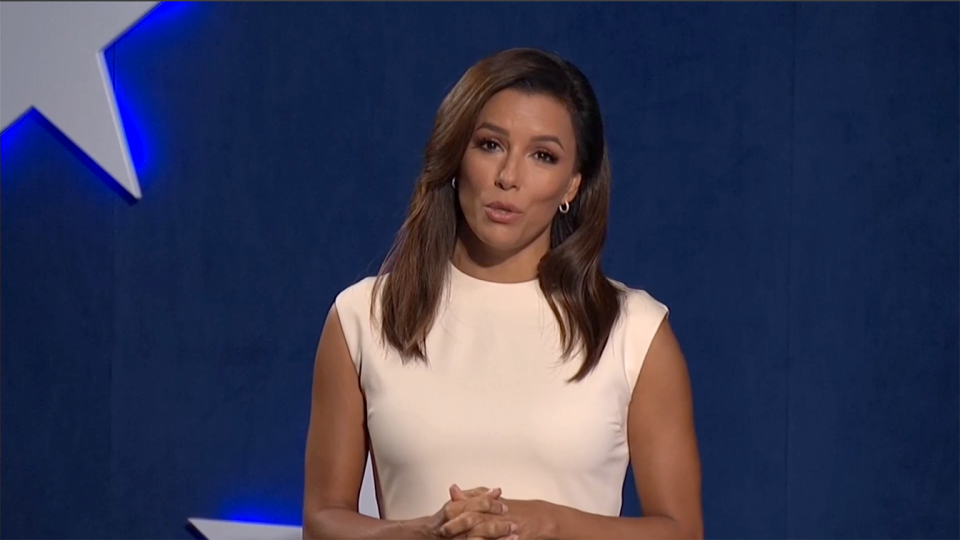 Eva Longoria hosts the the virtual Democratic National Convention on August 17, 2020. (via Reuters TV)