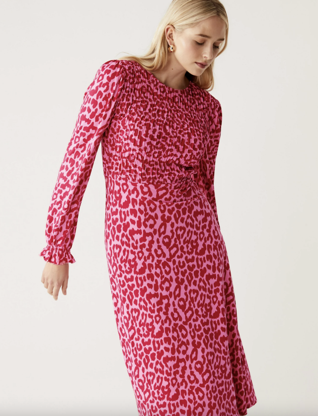 M and s on sale pink leopard print dress