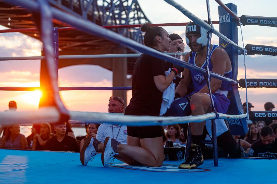 The Battle on the Battleship boxing show took place on the USS Massachusetts on Aug. 20, 2022.