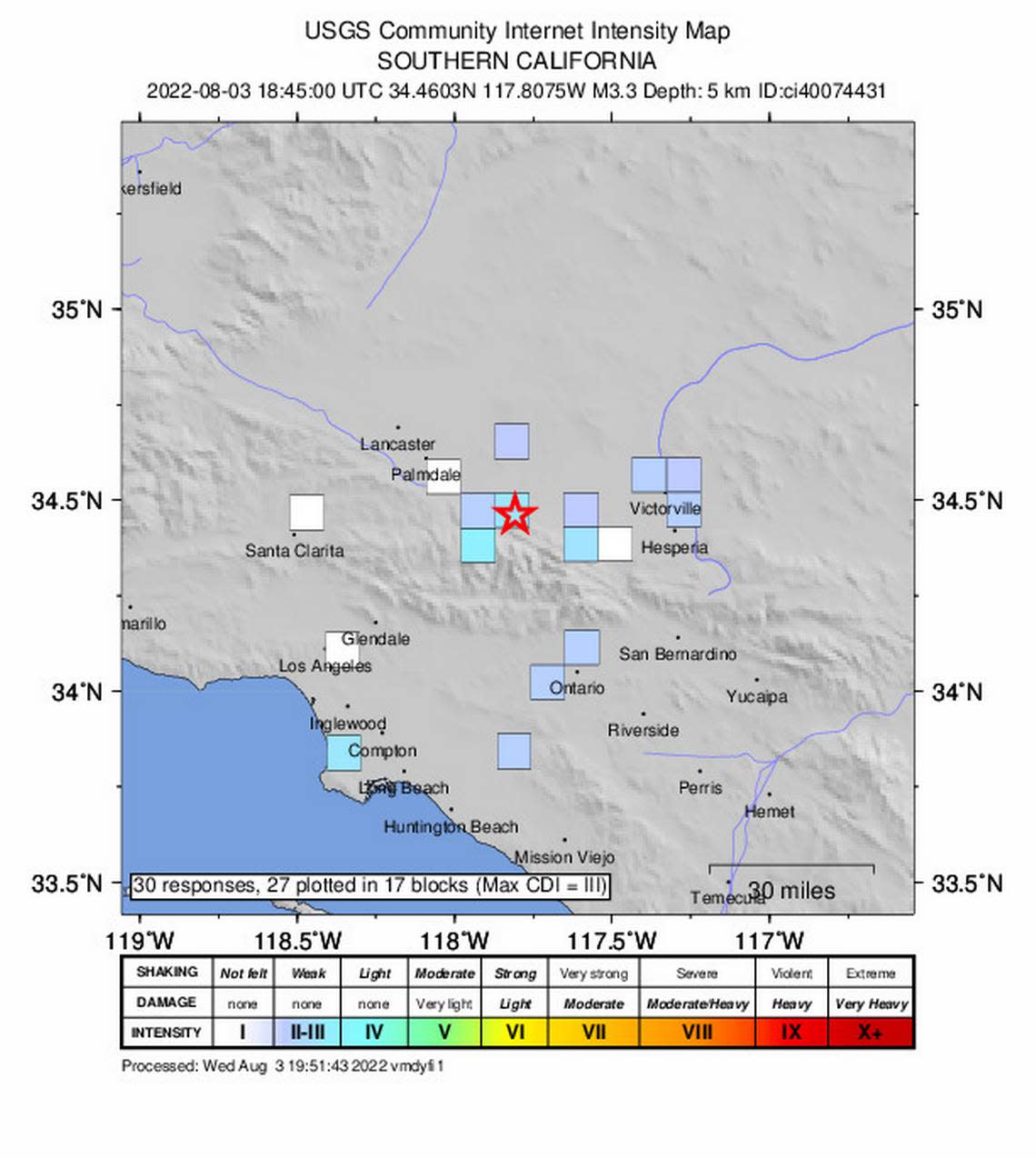 A 3.3-magnitude earthquake shook part of California on Wednesday, Aug. 3.