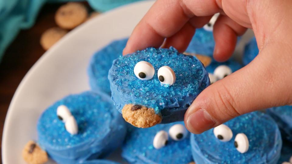 <p>Some monsters are fun!</p><p>Get the recipe from <a href="https://www.delish.com/cooking/recipe-ideas/a35855740/cookie-lovers-oreos-recipe/" rel="nofollow noopener" target="_blank" data-ylk="slk:Delish;elm:context_link;itc:0;sec:content-canvas" class="link ">Delish</a>.</p>