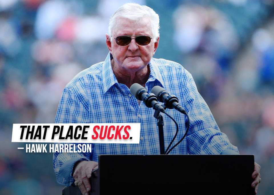 Even in retirement, former Cubs announcer <a href="https://sports.yahoo.com/hawk-harrelson-still-hates-wrigley-field-in-retirement-that-place-sucks-020418830.html" data-ylk="slk:still hates;elm:context_link;itc:0;sec:content-canvas;outcm:mb_qualified_link;_E:mb_qualified_link;ct:story;" class="link  yahoo-link">still hates</a> Wrigley Field.