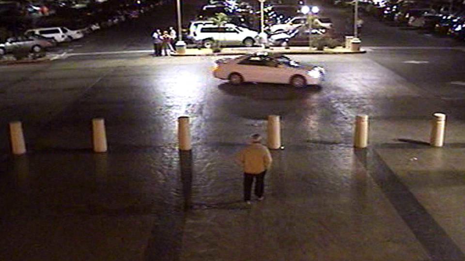 Mario Garcia leaves the parking lot in his car, seemingly alone. / Credit: Placer County District Attorney